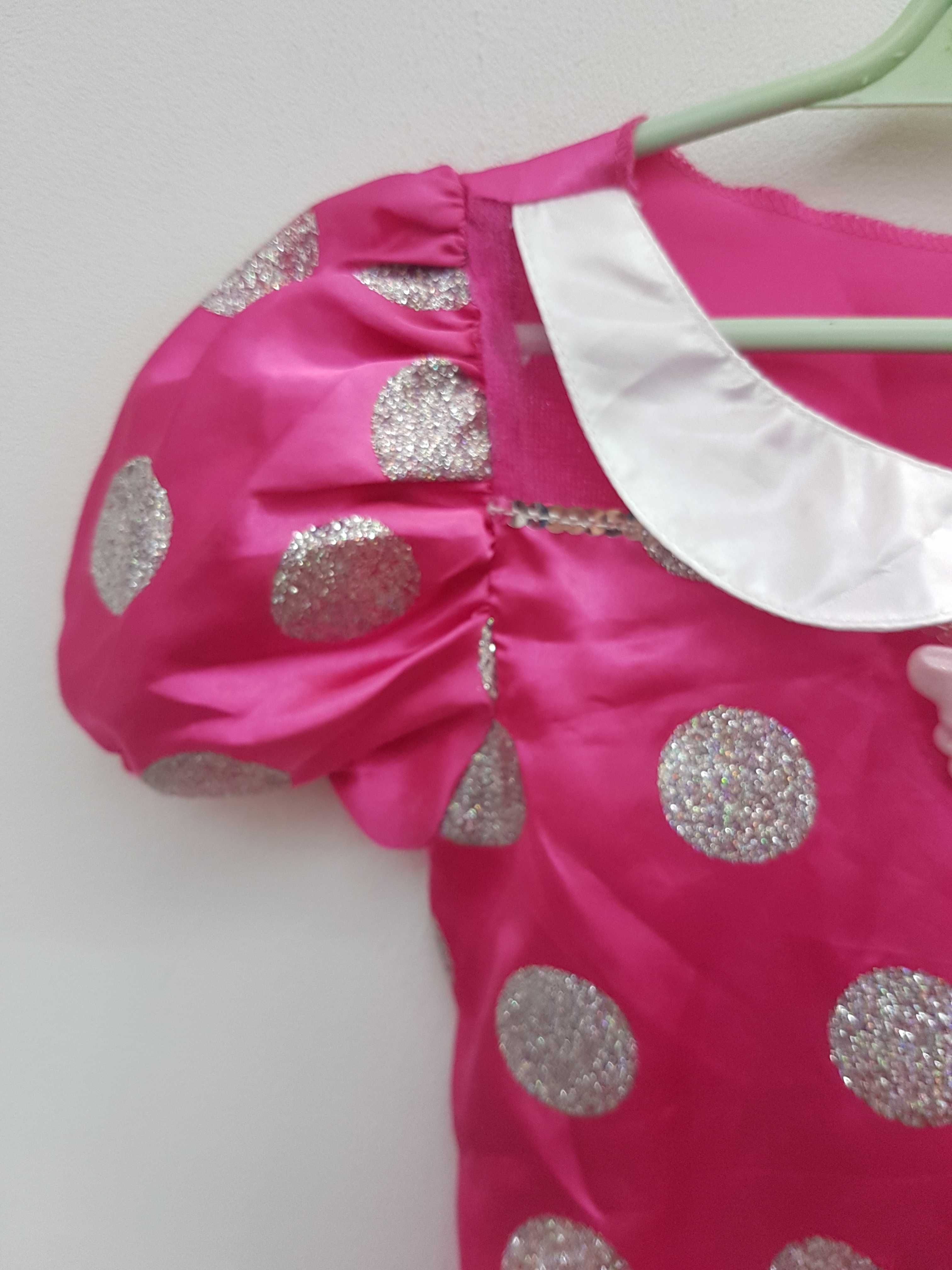 Różowa sukienka przebranie Myszka Minnie 4 - 6 lat A1634