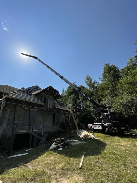 Wynajem usługi dźwig żuraw budowlany dekarski hds zwyżka 35mb