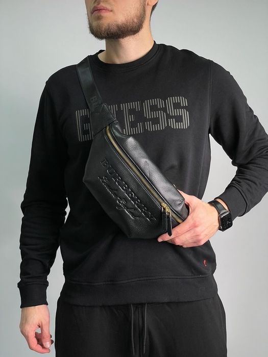 Сумка на пояс Бананка чоловіча Burberry Bum Bag Embossing Leather 30"