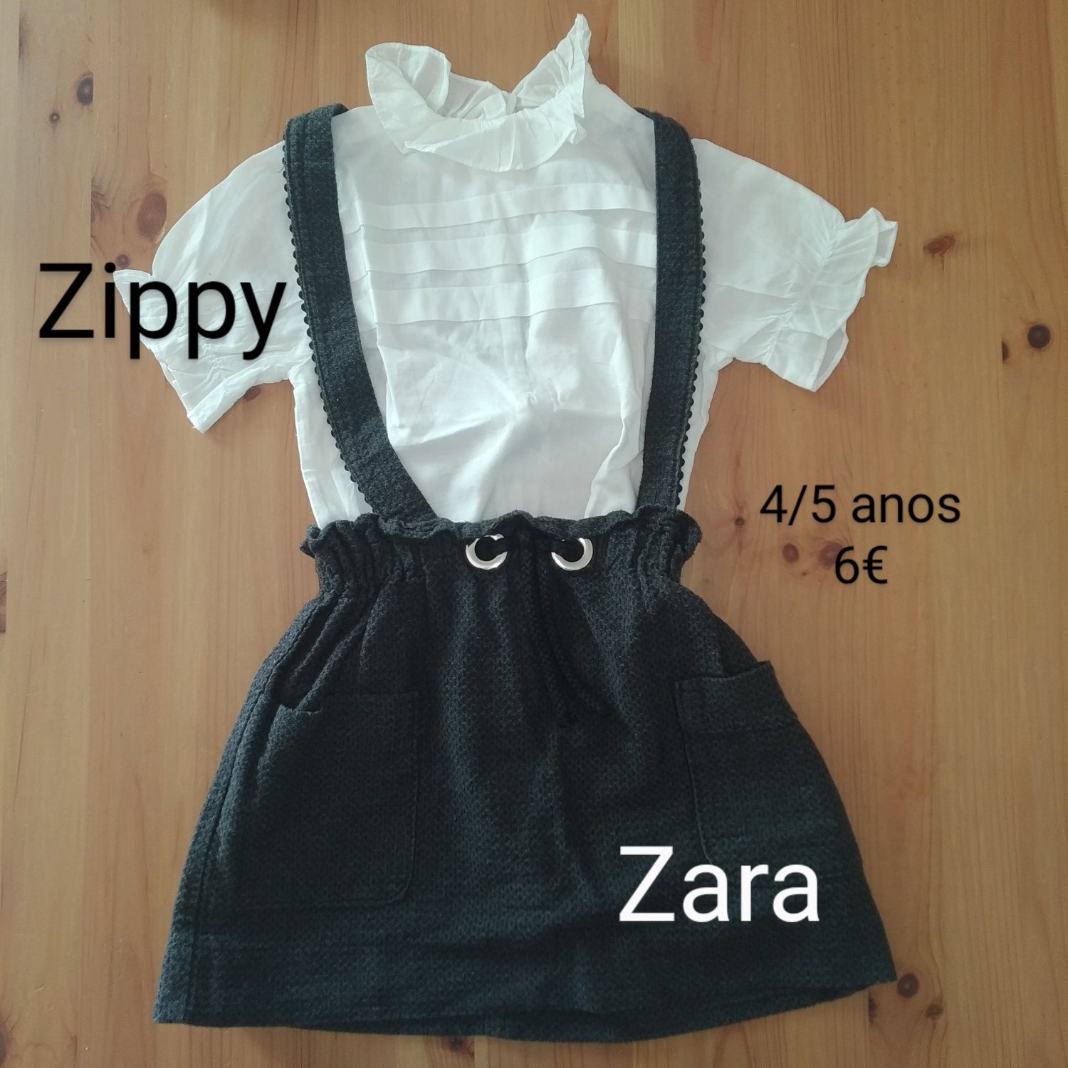 Conjunto saia e blusa 4/5 anos