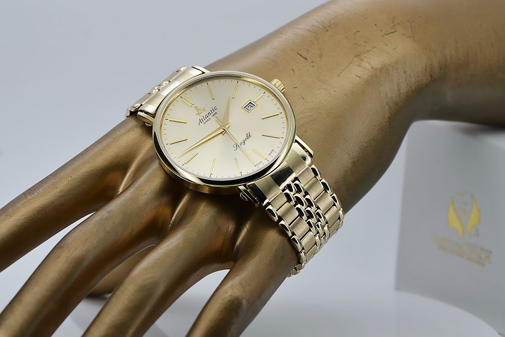 Złoty zegarek Atlantic 14k 585 z bransoletą męski mw003y&mbw019yo Wr
