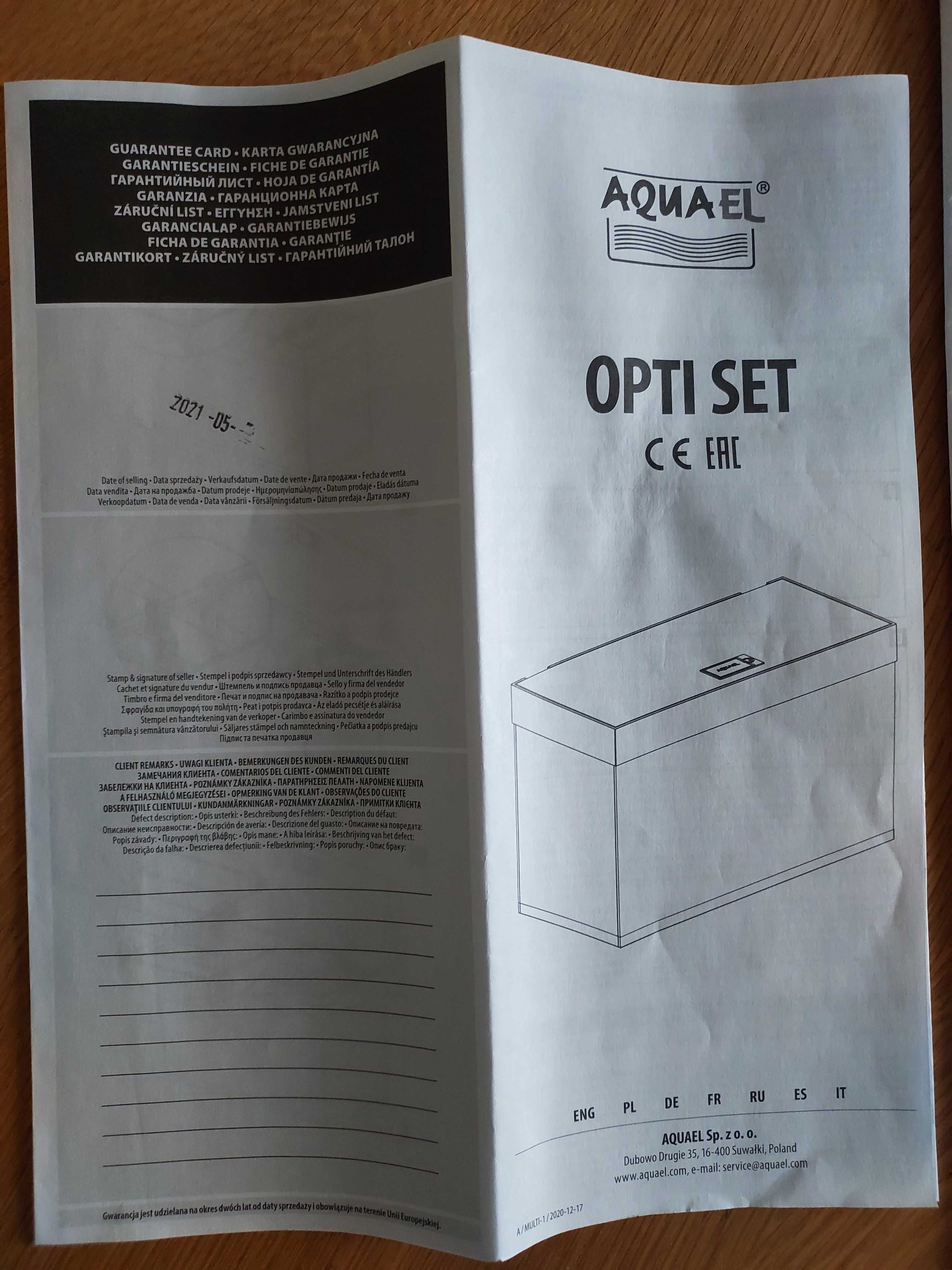 Akwarium Aquael Opti Set 240 l biały + szafka + 2 x LED Day & Night
