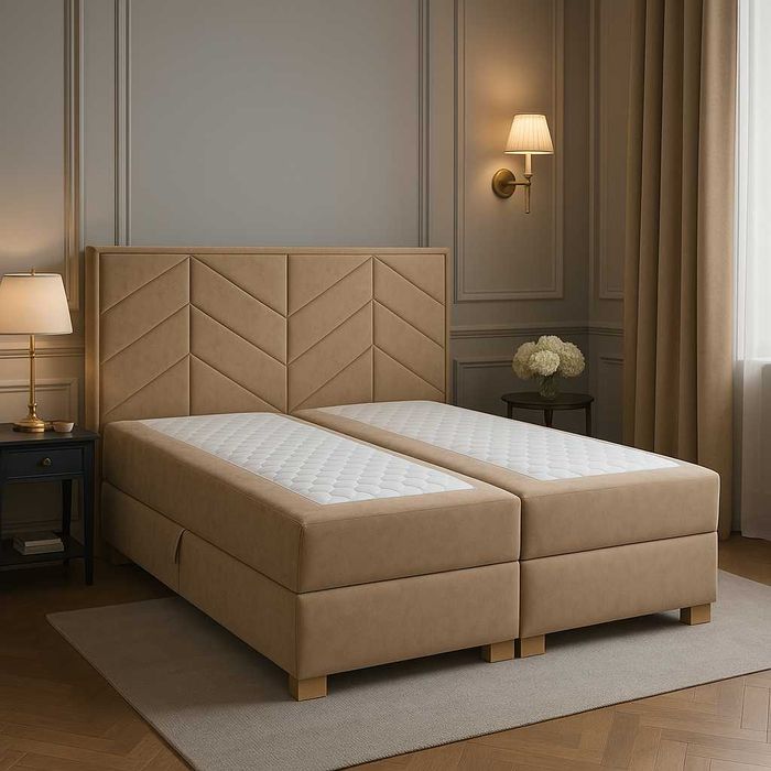 Łóżko kontynentalne Jodełka 140x200 materac pojemnik Producent