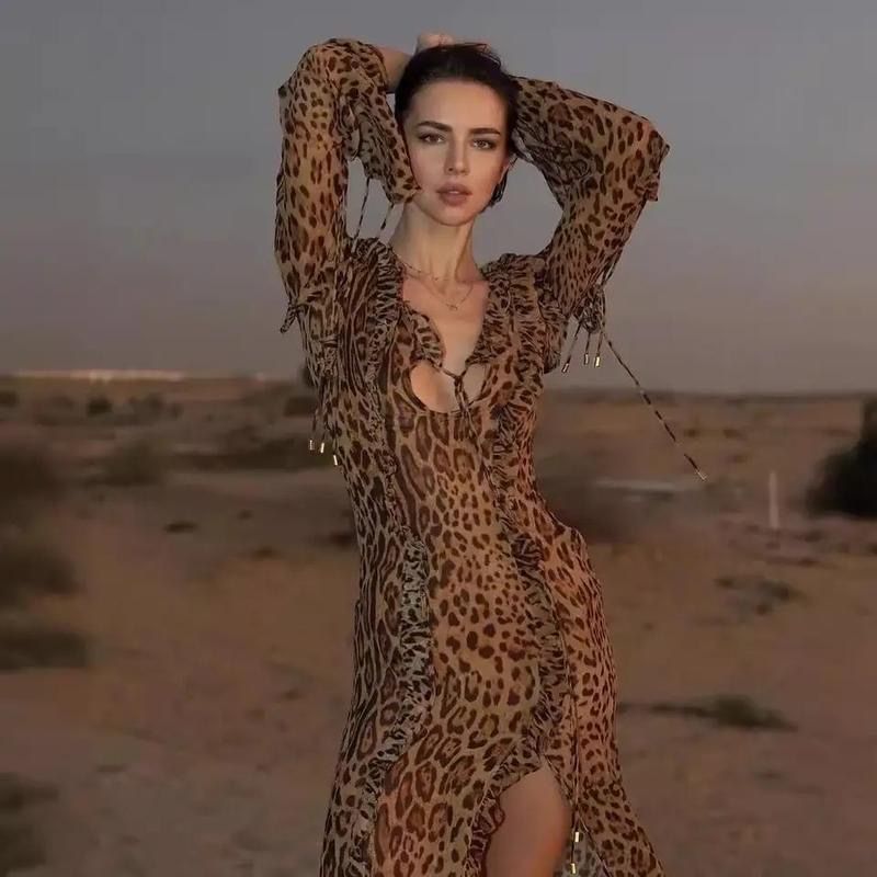 Платье леопардовое макси на пляж,пляжное,на фотосессию