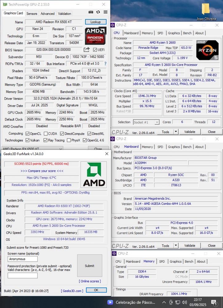 Pc gamer - Ryzen 5 2600 | RX 6500 XT 4GB | 16GB