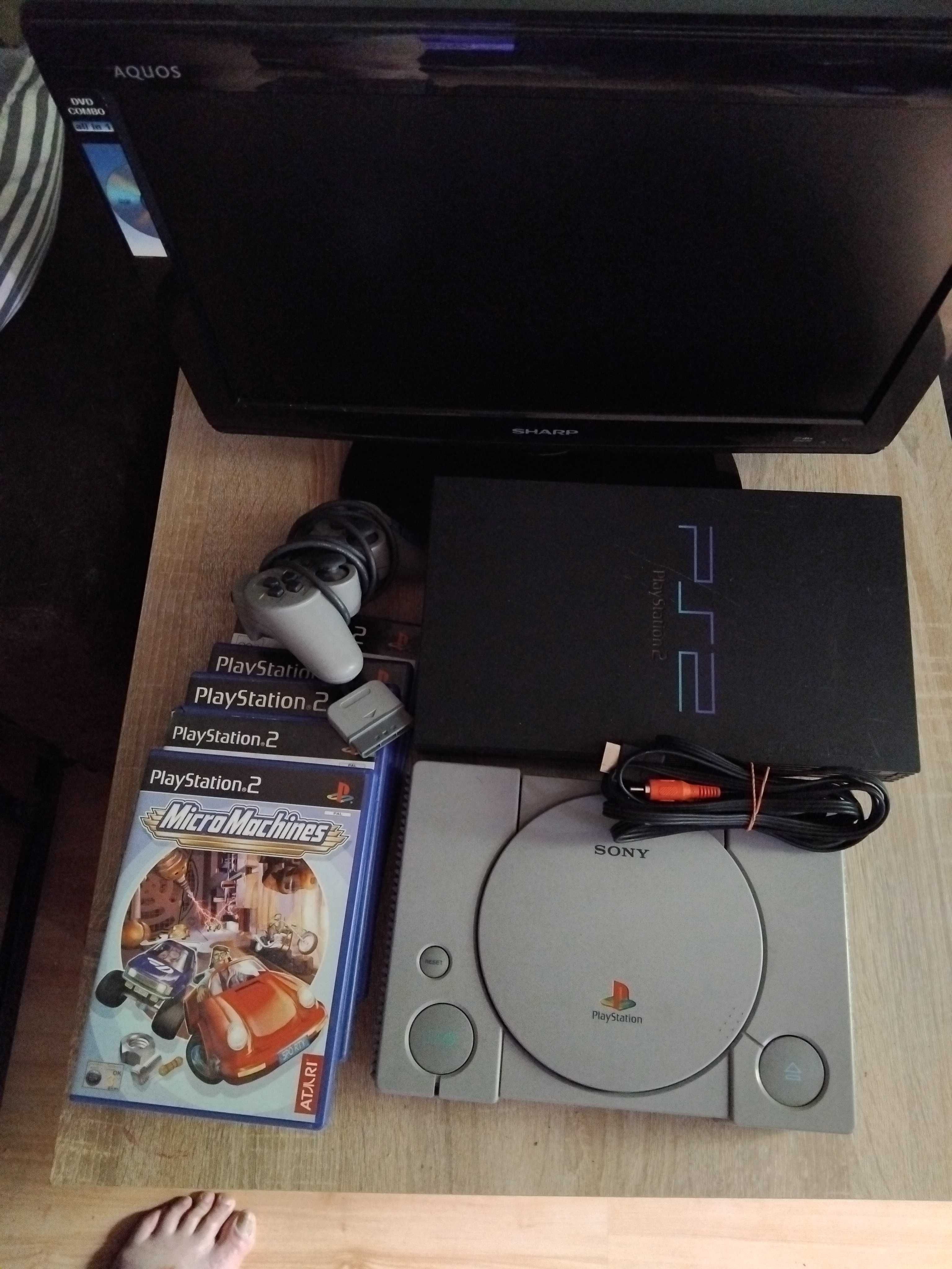 Playstation 1 SCPH-5502 + PS2 + gry + telewizor z dvd