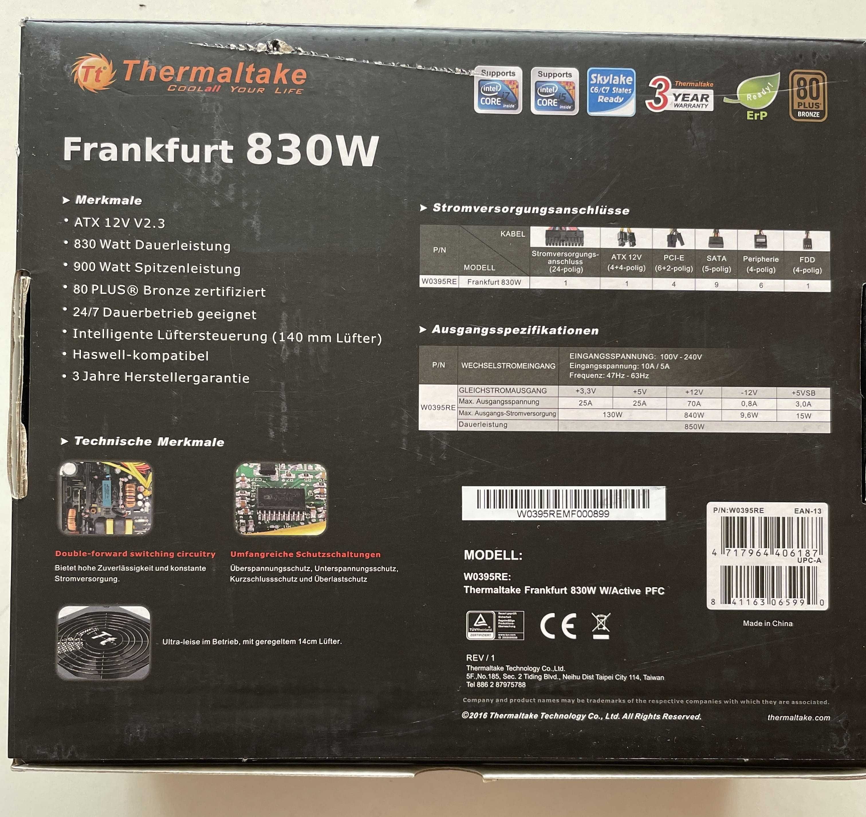 Блок живлення Thermaltake Frankfurt 830W