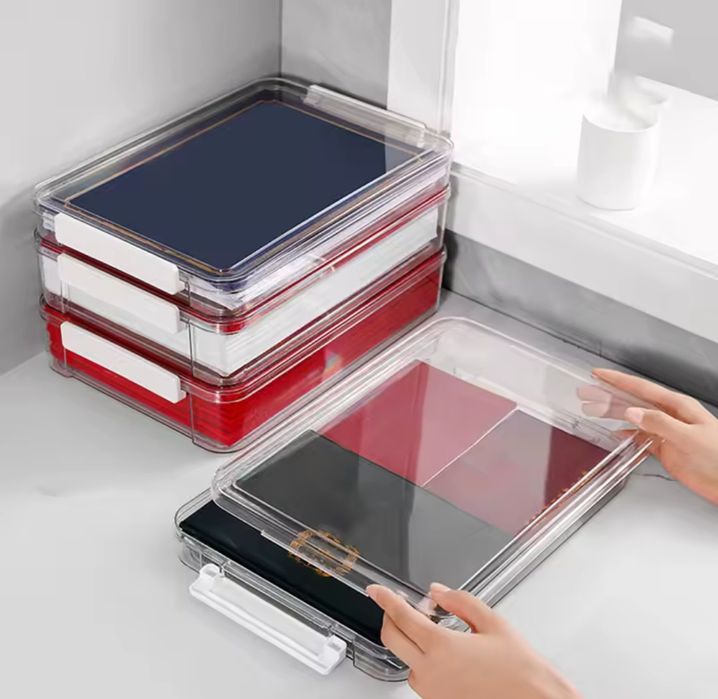 Акрилова прозора настільна коробка для зберігання паперу та документів