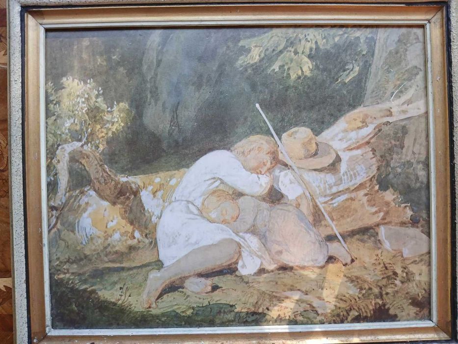Obraz reprodukcja DZIECI ŚPIĄCE W LESIE Wojciech Gerson w ramie 39x32