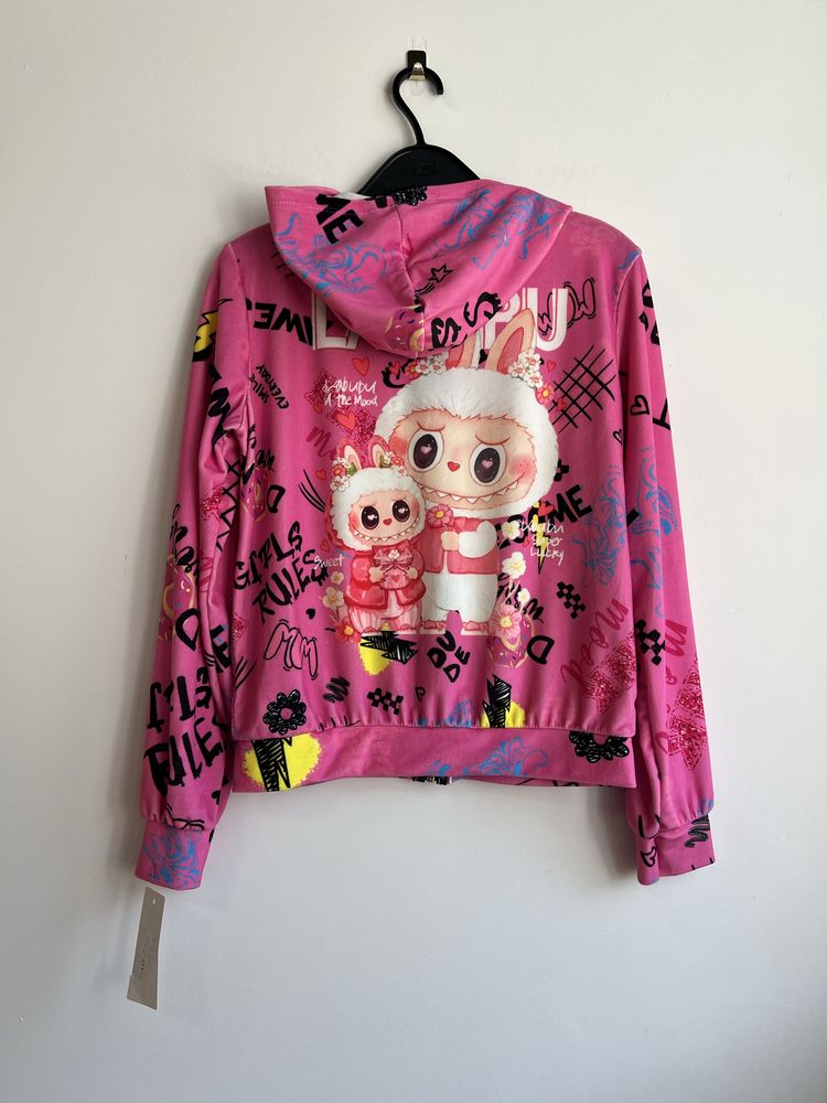 Bluza dziewczęca welur rozpinana labubu róż