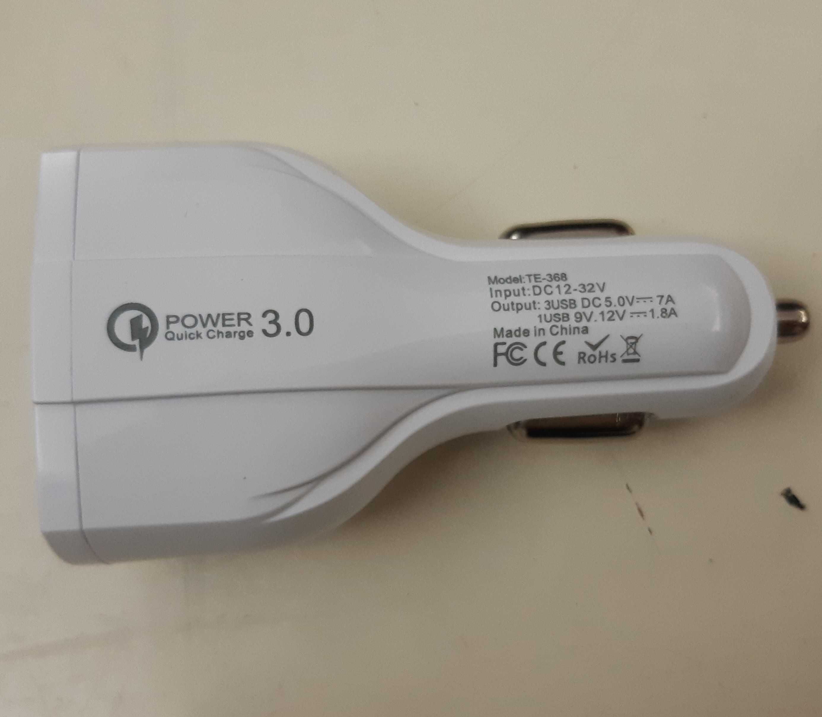 Carregador USB Carro Automóvel QC 3.0 USB 3.5A USB-C PD Novo