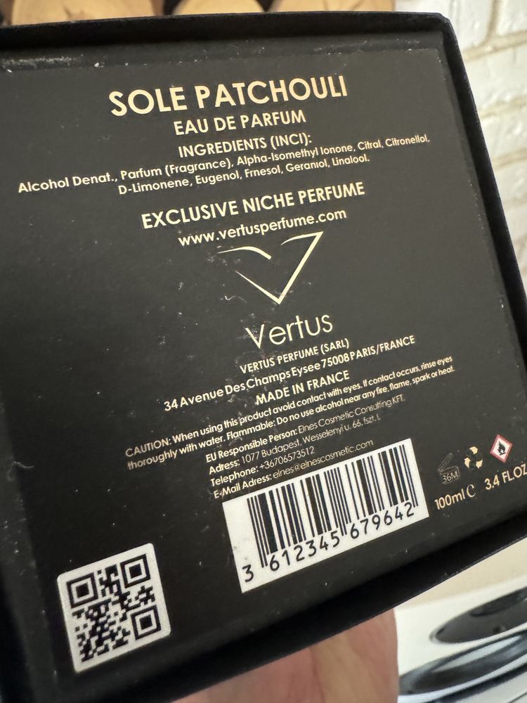 Perfumy niszowe VERTUS  Sole Patchouli