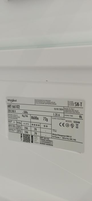 ВБУДОВАНИЙ ХОЛОДИНЬНИК Whirlpool ART 66102 (двохкамерний)