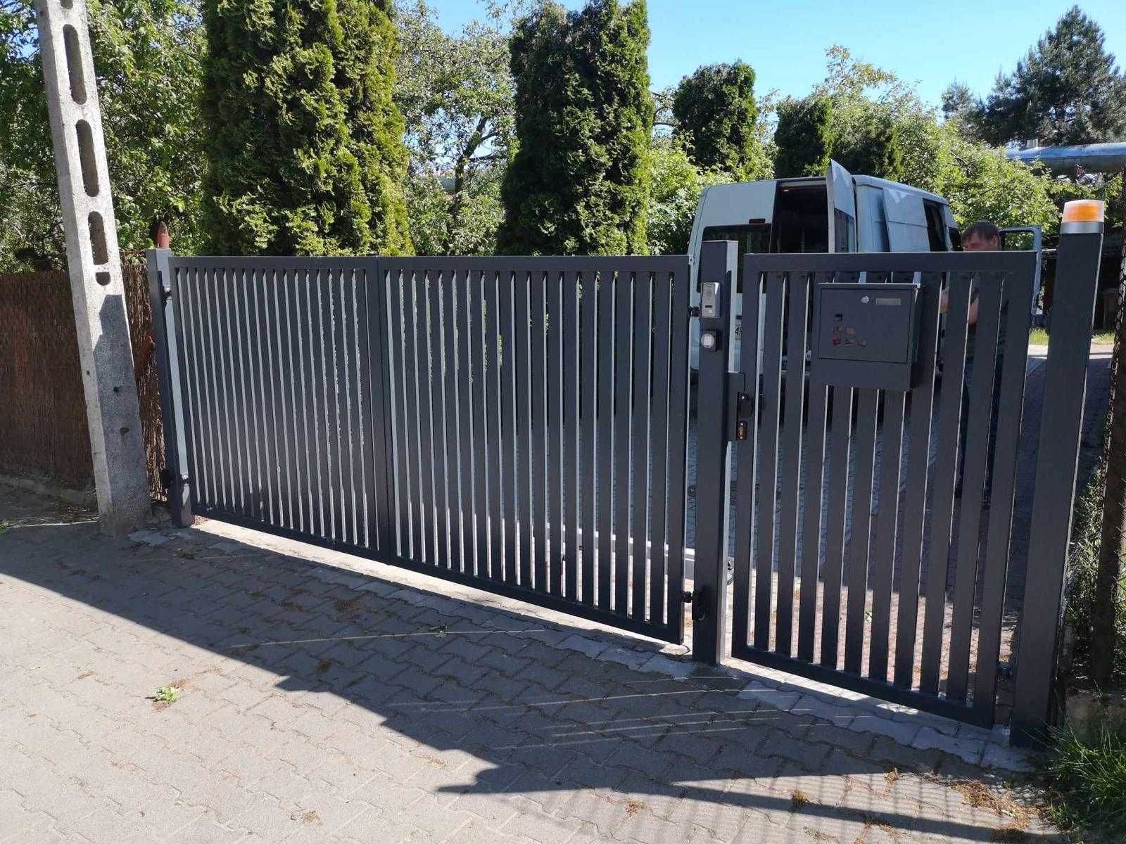 Brama dwuskrzydłowa stalowa aluminiowa kolor antracyt/czarna na wymiar