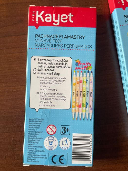 Pachnące owocowe flamastry dwustronne 6 kolorów 3 opakowania, nowe