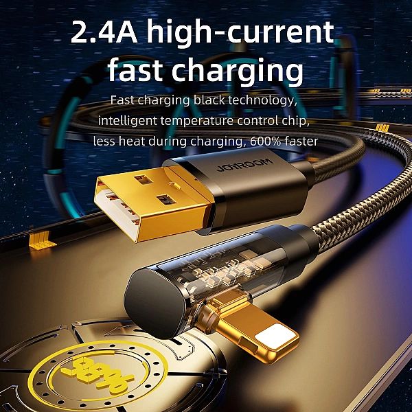 Kabel kątowy Joyroom S-UL012A6 USB-A - Ligtning 2.4A 1,2m - niebieski