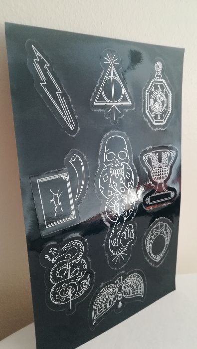 Harry Potter autocolantes metalizados horcrux cicatriz basilisco NOVO