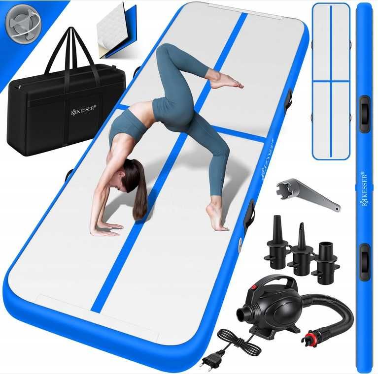 MATA gimnastyczna 400cm KESSER Nadmuchiwana mata fitness 4m + pompka