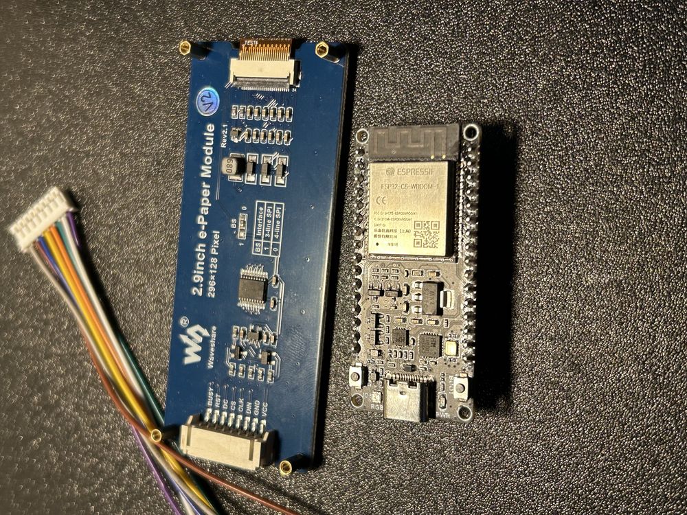 ESP32-C6-DEV-KIT-N8 + E-ink 2.9 inch Waveshare e-Paper Module
