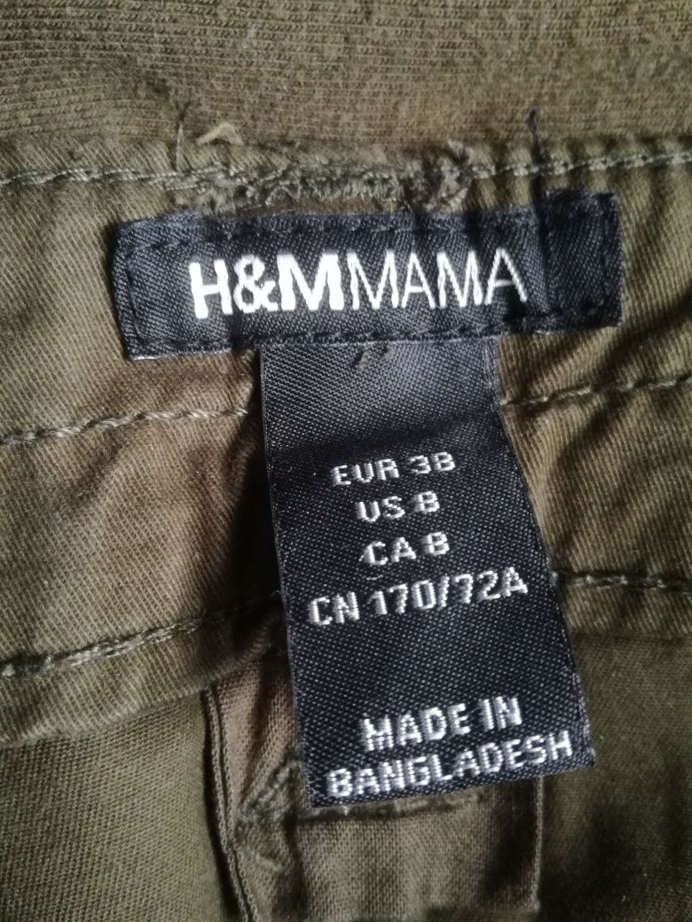 Khaki długie spodnie ciążowe H&M MAMA rozmiar M 38