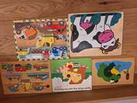 Drewniane puzzle Melissa & Doug i inne