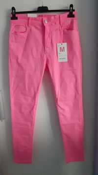 Spodnie z paseczkiem neon róż XL