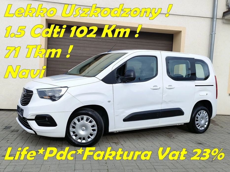 Opel Combo Life*1.5 Cdti 102Km*71Tkm*Navi*Pdc*Klima*Lekko Uszkodzony*FVat23%