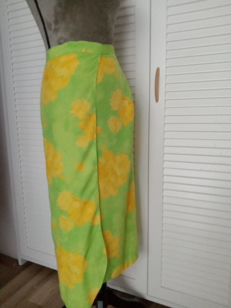 Uniwersalne spódnice zakładane pasek  kolory lato żółty zielony kwiaty