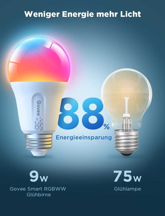 Govee zestaw 2 × inteligentna żarówka E27 RGBWW Wi-Fi 9 W / 800 lm