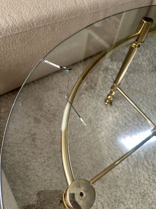 Stolik kawowy, ława, stolik, stół, vintage retro złoty chrom, szklany