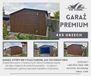 Garaż blaszany 4x6, orzech, drewnopodobny, profil zamknięty. PRODUCENT