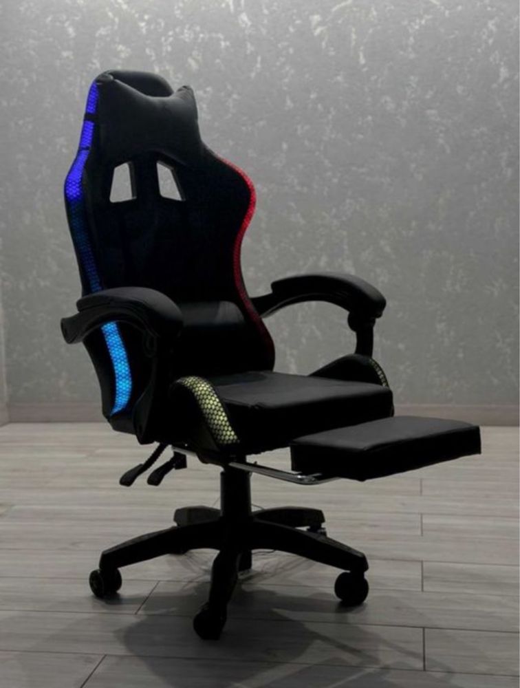 Компьютерне крісло + LED підсвідка Геймерьске спортивне крісло + підні