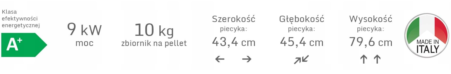 Piec kominek na pellet Thelma 9 kW z nadmuchem złoty