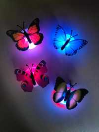 Świecące Motyle LED Naklejki 3D 4 szt