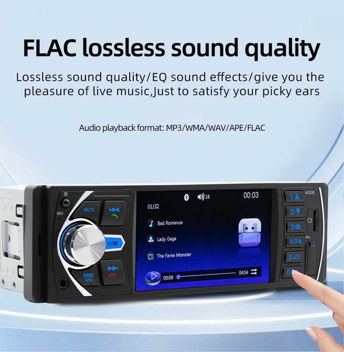 Radio 1 Din 4.1 Inch FM Audio  Bluetooth Com camara marcha atrás