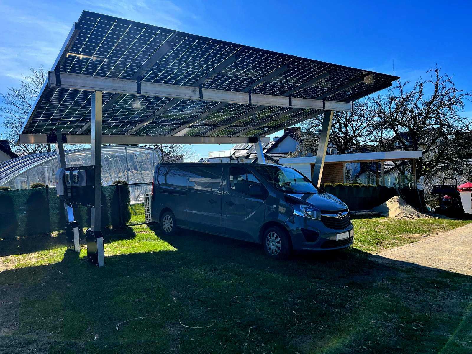 Carport Premium kafarowany/wbijany, 9 kWp, wiata samochodowa