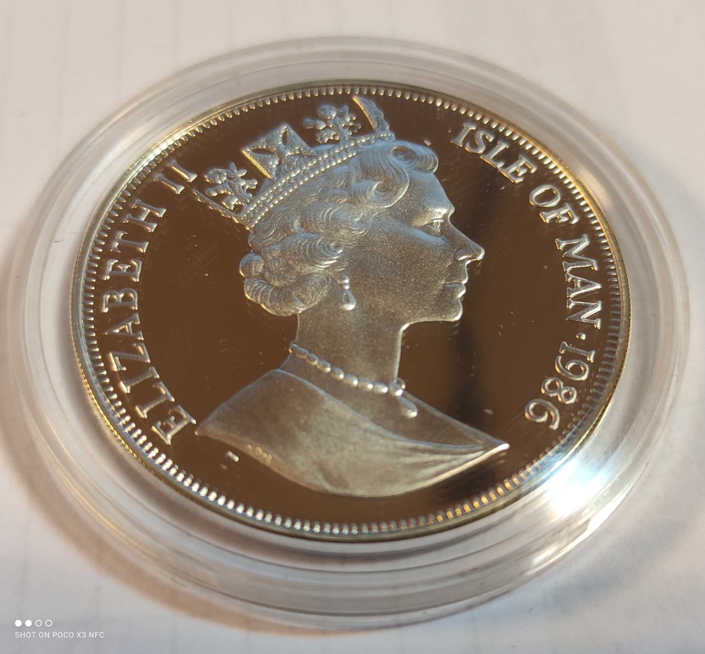 Moneta srebrna Anglia 1 korona one crown 1986 srebro Ag mennicza