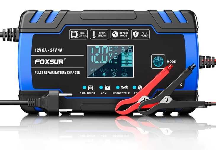 Prostownik automatycznyz  funkcją naprawy aku. 8A 12V 24V  FOXSUR