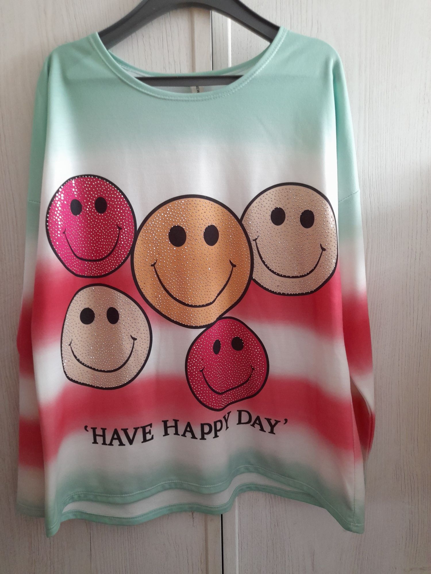 Bluza ombre w emotki Have Happy Day z długim rękawkiem 40/42