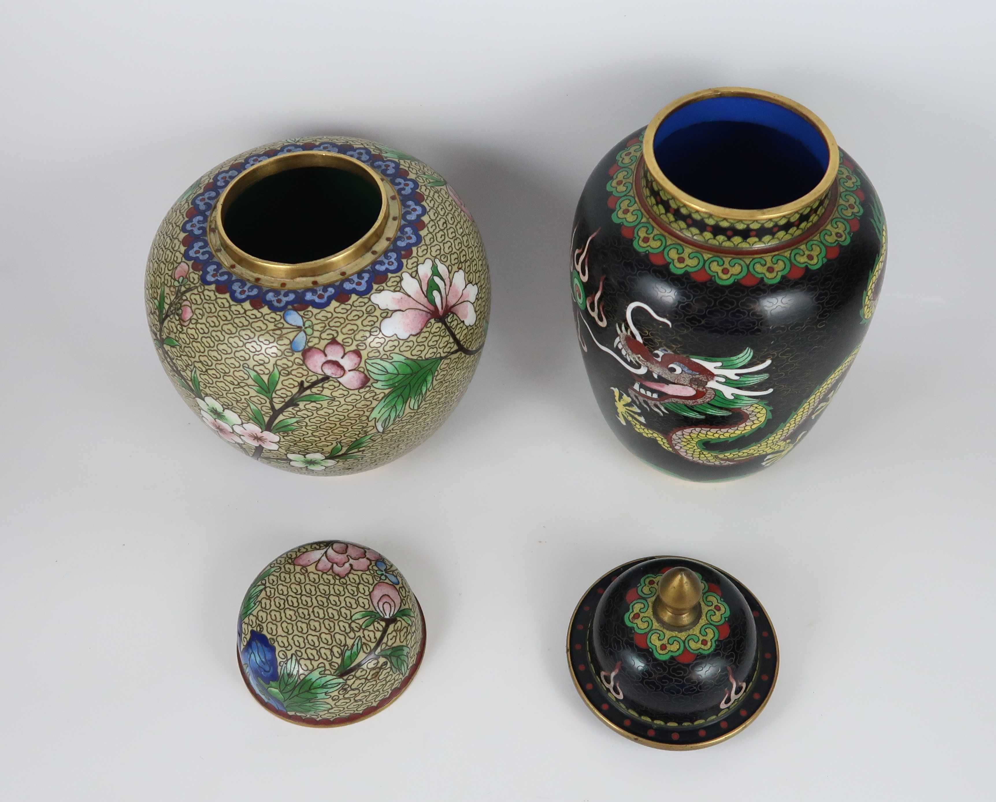 2 Potes com tampa Cloisonné