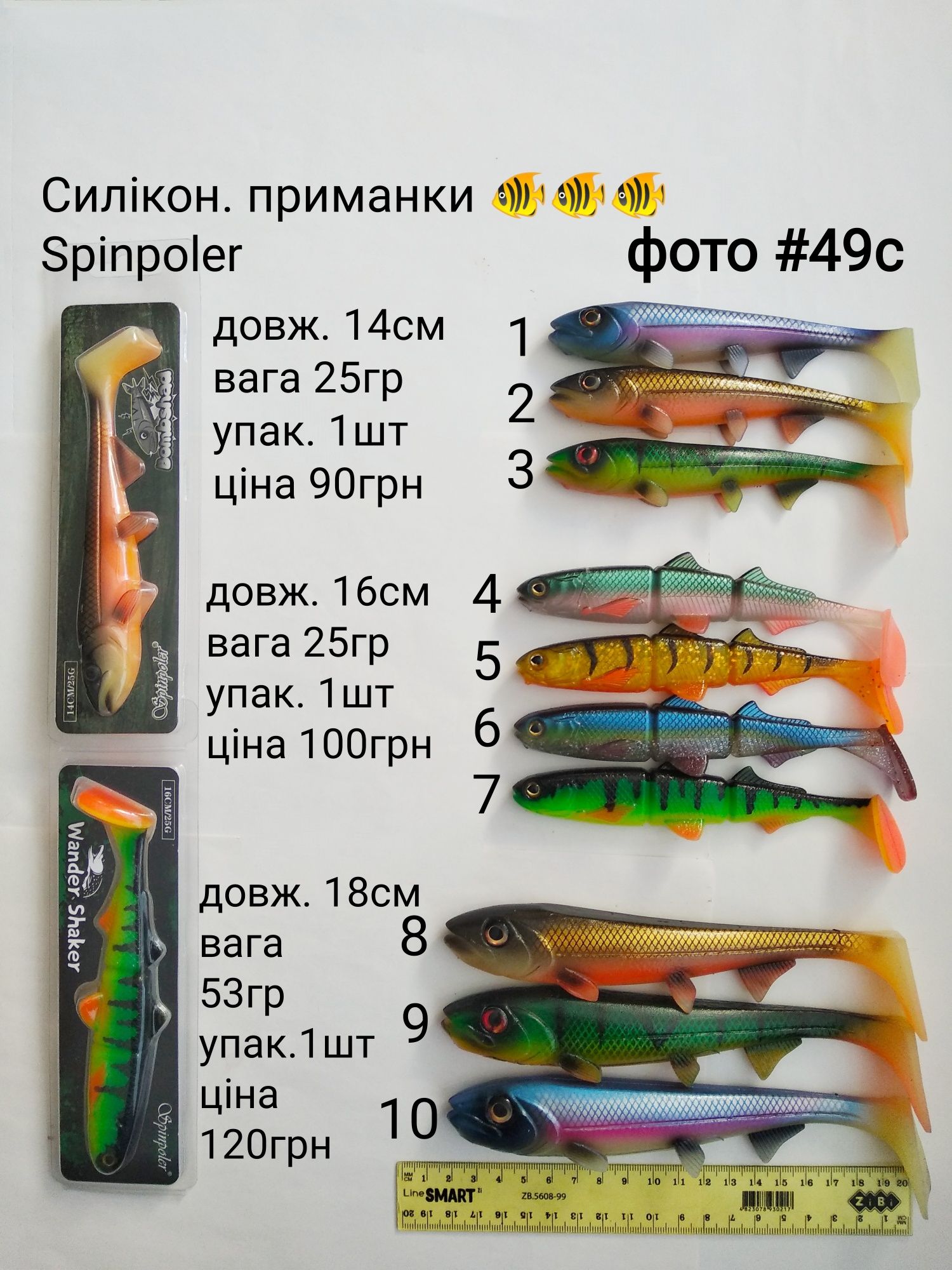 Силиконовые приманки Meredith Cannibal, Bleak Paddle Tail, Easy Shiner