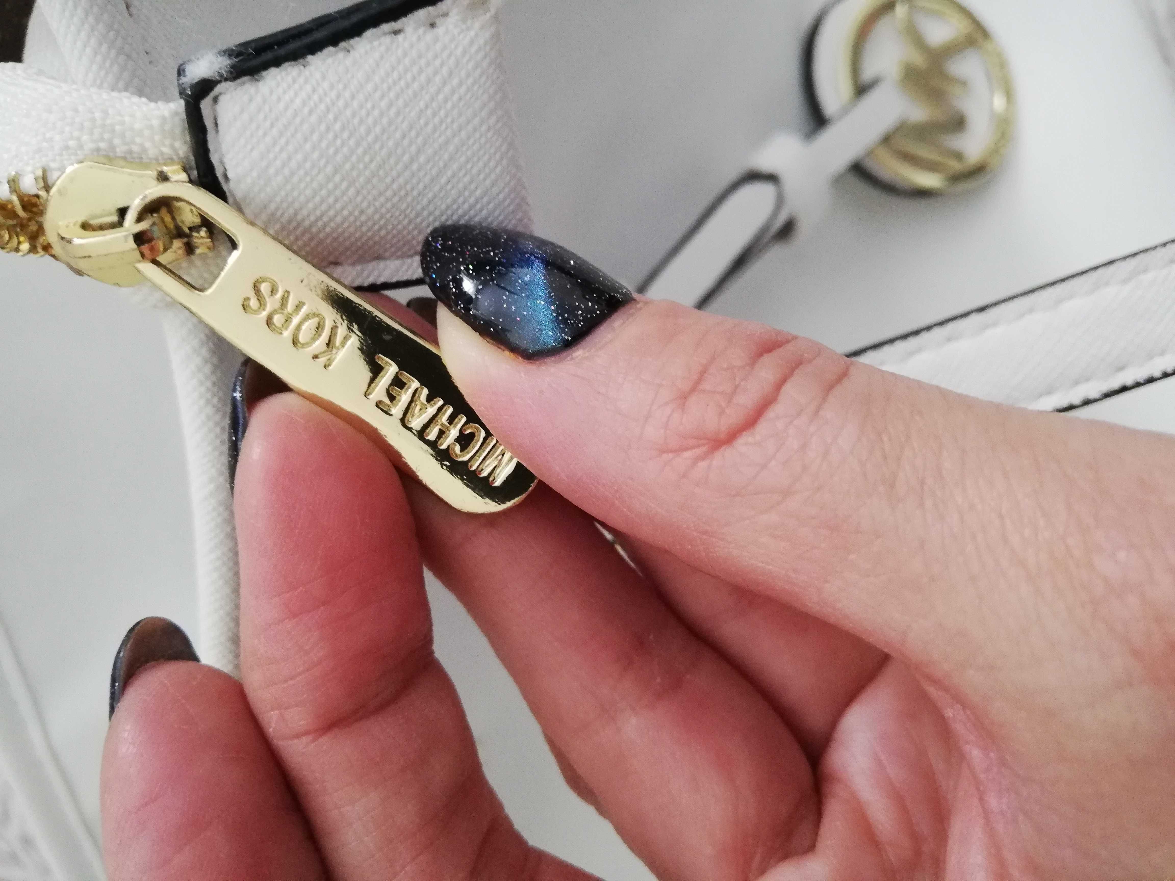 torebka michael kors biała skóra shopper bag A4