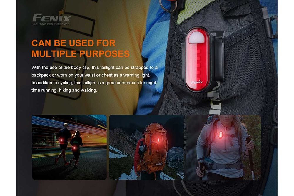 Latarka diodowa Fenix BC26R rowerowa 1600 lumenów + Tylna BC05R V2.0