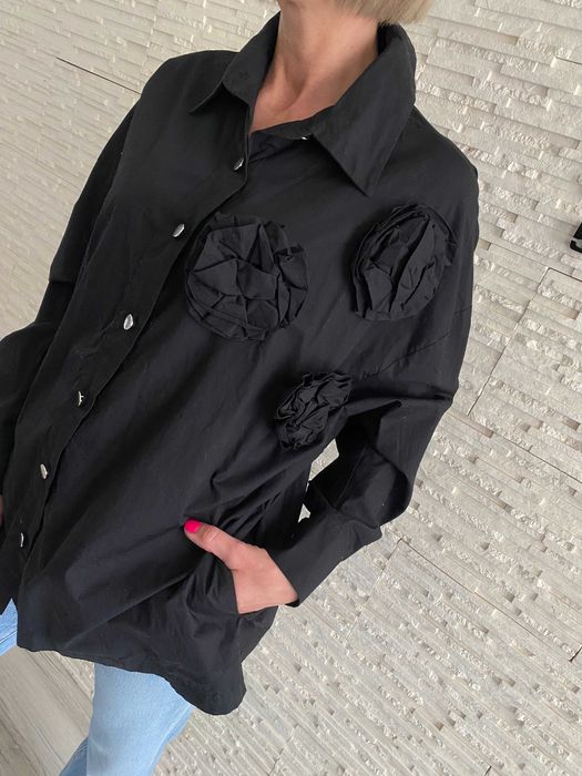 Valentino  nowa koszula z różą kwiaty ala 3D Cudo M-L