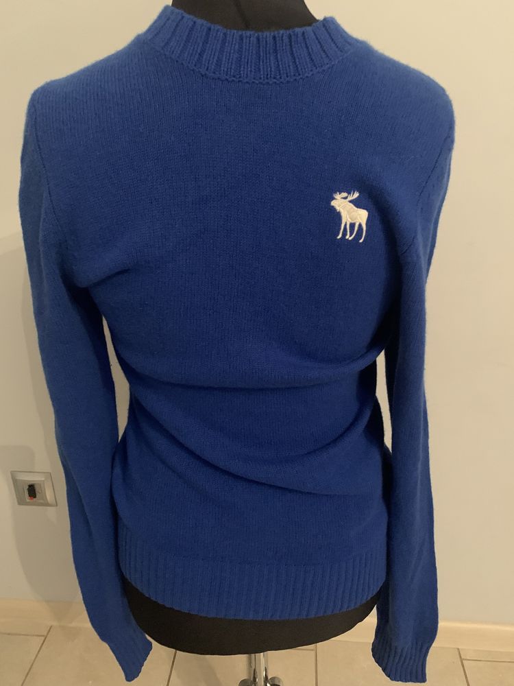 A&F Abercrombie niebieski męski sweter r. M/L , logowany 100% wełna
