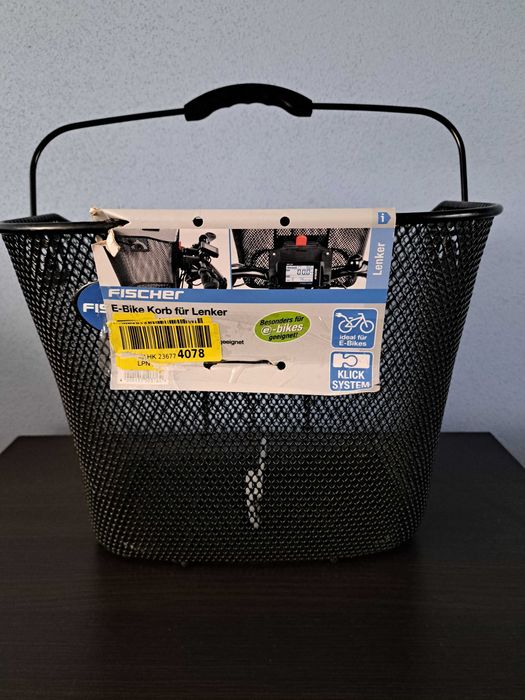 Kosz Koszyk rowerowy przedni na kierownicę Fischer czarny metalowy