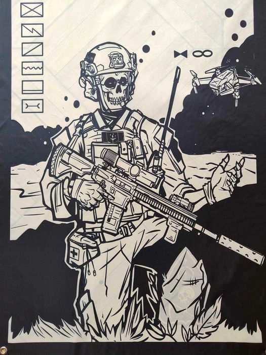 Баннер военный флаг прапор люверсах дрон донбасс минометчик fog