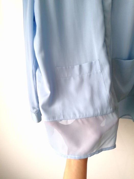 Satynowa koszula Asos błękit satyna oversize baby blue 34 xs 36 s 38 m