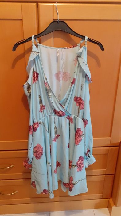 Vestido verde floral C/ cravos ( Lança Perfume )