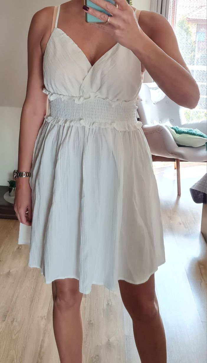 NOWA Sukienka na ramiączkach biała boho r. L/XL